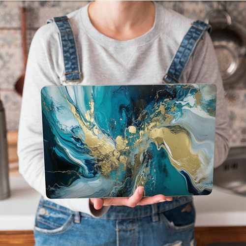 Universal Laptop Skin Sticker with 2 Wrist Pad Skins, Waterproof Scratch Resistant Vinyl Laptop Cover Decal, Cut to Fit for 11–15.6 Inch MacBook HP Dell Lenovo, Abstract Teal Marble - color: Abstract Teal Marble