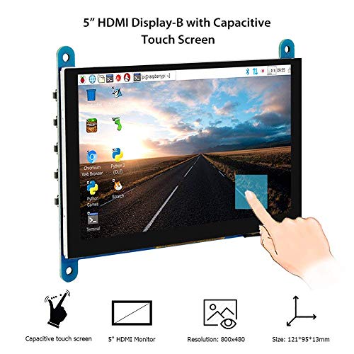 ELECROW 5 Inch Touch Screen Monitor for Raspberry Pi 800×480 LCD Display | Touchscreen Compatible with Raspberry Pi 5/4/3B+/3B, BB Black, Banana Pi, Jetson Nano, Windows, PC