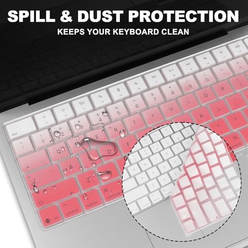 Allinside Keyboard Cover for 2026 MacBook Neo 13-inch A3404 (A18 Pro) & MacBook Air 13"/15" and MacBook Pro 14"/16" (M5 Chip), Premium Silicone Keyboard Protector Skin, US ANSI Layout, Ombre Pink - color: Ombre Pink