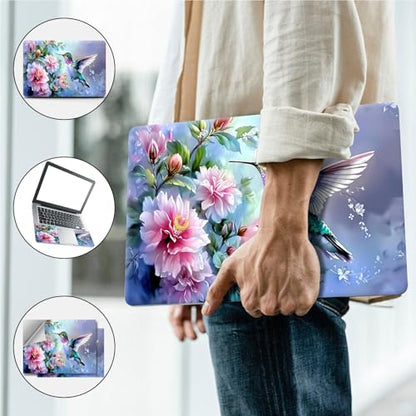 Universal Laptop Skin, DIY Cut-to-Fit Vinyl Cover Compatible with HP, Dell, Lenovo, Mac (13.3" to 15.6"), Anti-Scratch, No Residue & Bubble-Free Protective Decal Sticker, Hummingbird Pink Flower - color: Hummingbird Pink Flower