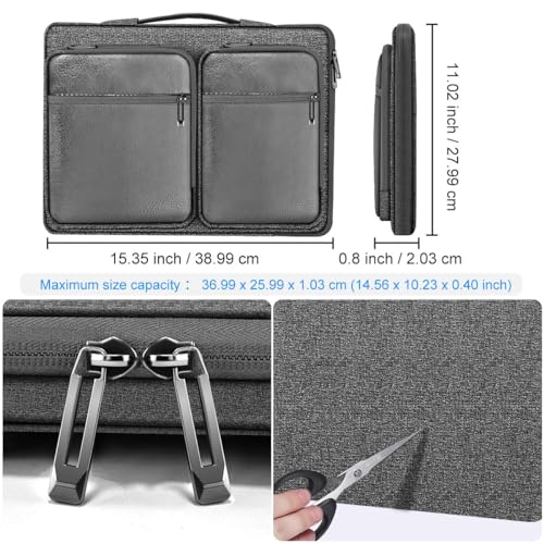 Hseok Laptop Case 15 15.6 16 inch Sleeve with Handle and Hidden Straps,Compatible with MacBook Neo 16",MacBook Pro Air 16" 15", 360°Protective PC Briefcase with 4 Pockets for Accessories,Silver gray - color: Silver Gray