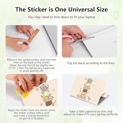 Laptop Skin Sticker Decal, Universal Reusable Vinyl Laptop Cover for 12" 13" 13.3" 14" 15" 15.4" 15.6" Notebook PC, Waterproof Scratch-Resistant with 2 Wrist Pads, Easy to Apply & Remove,Cats Cute - color: Cats Cute