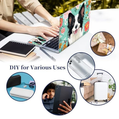 Universal Laptop Protective Skin,Trim-to-Fit Vinyl Sticker for 13–16 Inch Laptop,MacBook,Tablet & Notebook,Scratch-Proof Waterproof Cover,Flower Dog - color: Flower Dog