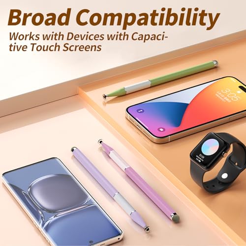 Bopomofo Stylus Pen for Touchscreen,3PCS 2-in-1 Magnetic Stylus Pen | High Sensitivity & Precision Stylus,Extended Pen Body Design,Compatible with Touch Screens(6 Tips+2 Magnetic Sheets) - color: Purple/Pink/Light Green