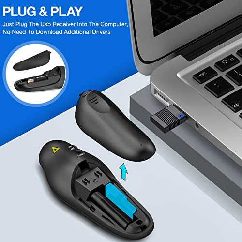 Presentation Clicker Wireless Presenter Remote USB Control Powerpoint PPT Clicker, Clicker RF 2.4GHz Presenter Remote Google Slide Advancer Powerpoint Clicker for Computer/Laptop/Mac/Keynote - color: A-Red