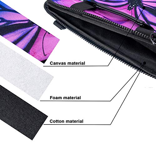 icolor Canvas 13 Inch Laptop Shoulder Case, Messenger Briefcase, Protective Carrying Bag Sleeve Fits 11.6" 12" 12.9" 13.3" Computer/Ultrabook/Notebook (Big Purple Butterfly) - color: Csh-02