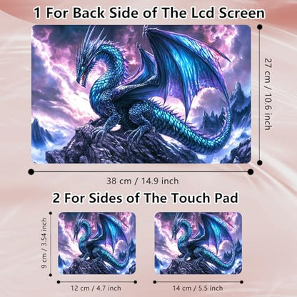 Laptop Skin Sticker Decal 12" 13" 13.3" 14" 15" 15.6",Waterproof Scratch Resistant Vinyl,Reusable Easy to Apply,for MacBook HP Dell Notebooks Netbooks Laptop,2 Wrist Pads,Blue Dragon Purple - color: Blue Dragon Purple