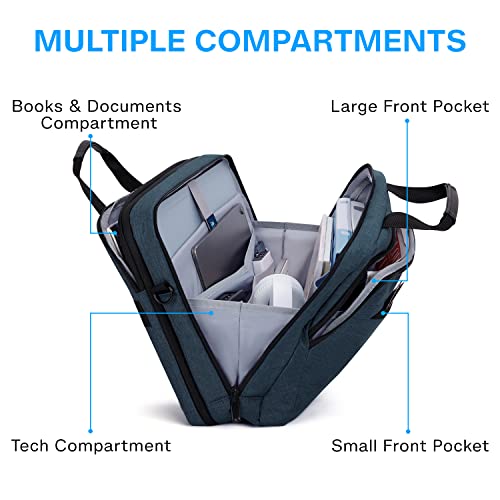 BAGSMART 17.3 Inch Laptop Bag Expandable Computer Briefcase, Dark Blue | Men Women Laptop Shoulder Bag,Work Bag Business Travel Office - color: Dark Blue-17.3 Inch