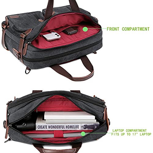 Baosha Convertible Briefcase Backpack 17 Inch Laptop Bag Case Business Briefcase HB-22 - color: Black-grey Mixed