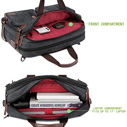 Baosha Convertible Briefcase Backpack 17 Inch Laptop Bag Case Business Briefcase HB-22 - color: Black-grey Mixed