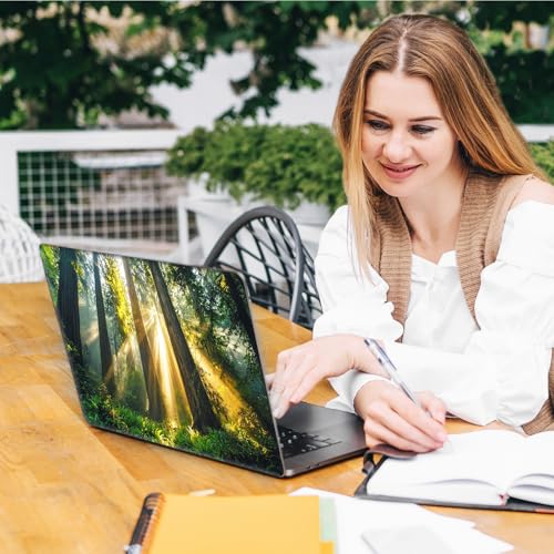 Laptop Skin Sticker Decal, Universal Reusable Vinyl Laptop Cover for 12" 13" 13.3" 14" 15" 15.4" 15.6" Notebook PC, Reusable Waterproof Scratch-Resistant with 2 Wrist Pads,Forest Tree Sunshine - color: Forest Tree Sunshine