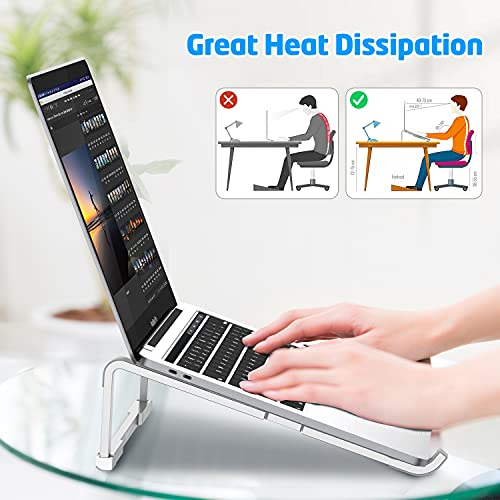 Laptop Stand for Desk - Foldable, Lightweight Aluminum Laptop Riser Holder, Portable Stand for 10-15.6” Laptops, Prevents Overheating with Non-Slip Rubbers, Travel-Friendly, Ergonomic Design