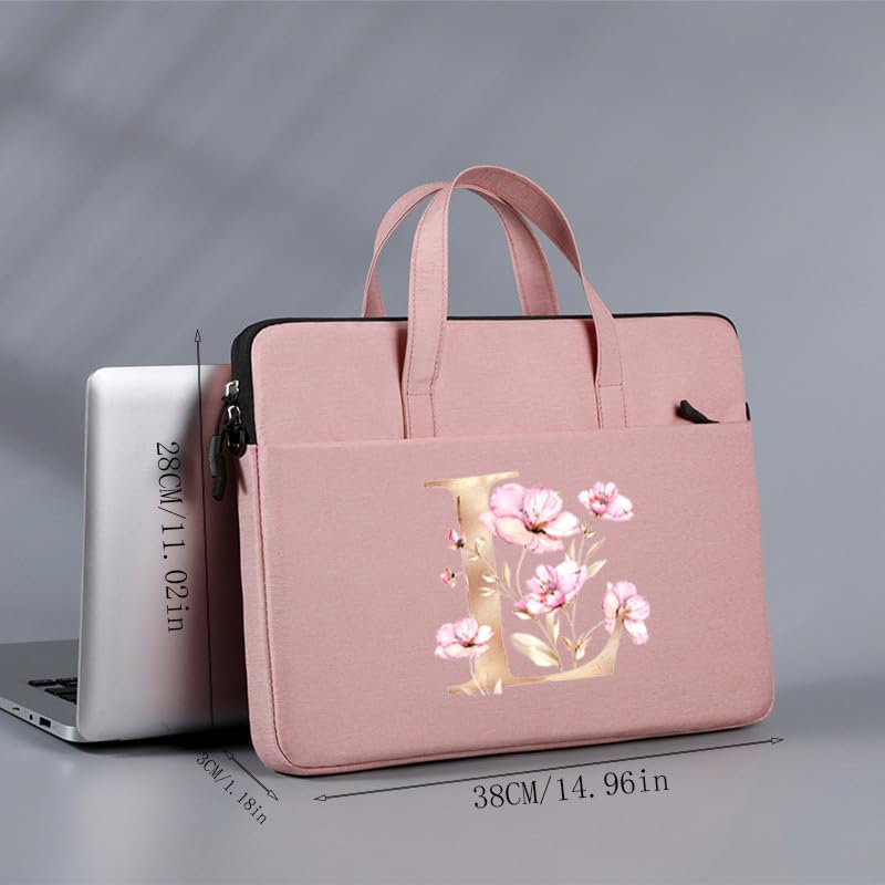Computer Bag For Men & Women, With Initial Laptop Bag,14/15inches Messenger bag For Office、Business、Travel、School - color: Pk-l