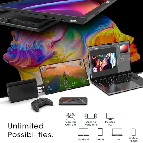 Kado Dual Portable 2-Pack 15.6'' FHD 1080p Ultra-Slim Laptop Monitor | 1920x1080 IPS Display with Built-in Speakers, 180° Kickstand Stacked Desktop Setup Office Gaming Daytrading Multi-tasking