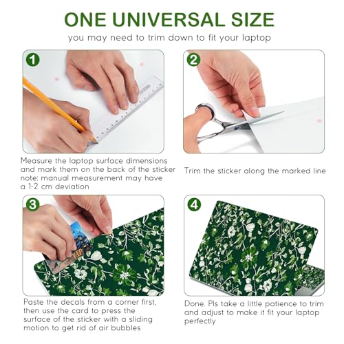 DINKY Laptop Skin Sticker Cover Decal, 12-15.6 inch Laptop Notebook Vinyl Skin Sticker Chromebook Cover Protector, Green Art Leaf - color: Green Art Leaf