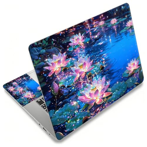 Laptop Skin Sticker Decal, Universal Reusable Vinyl Laptop Cover for 12" 13" 13.3" 14" 15" 15.4" 15.6" Notebook PC, Reusable Waterproof Scratch-Resistant with 2 Wrist Pads,Lotus Art Flowers - color: Lotus Art Flowers