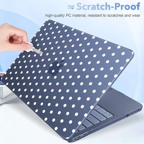 May Chen for MacBook Neo Case 13 inch 2026 | 100% Match Official Color | Pattern printing, Anti-Crack & Scratch & Fingerprint | Protective Hard Shell Cases Laptop Model A3404, Indigo - White Polka dot - color: Indigo - White Polka dot