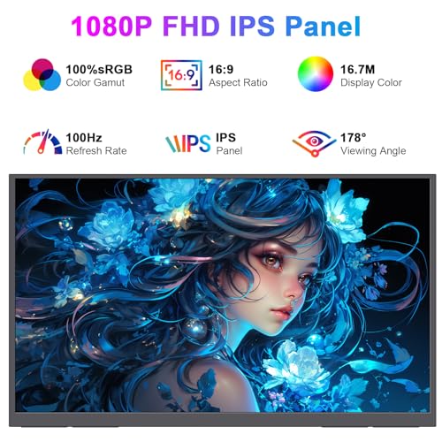 23.8" Large Screen Portable Monitor with Adjustable Kickstand,100HZ USB-C HDMI Gaming Monitor,100% SRGB FHD IPS/HDR Computer Screen Extender with 2 Speakers for Laptop PC MacBook Phone PS4/PS5