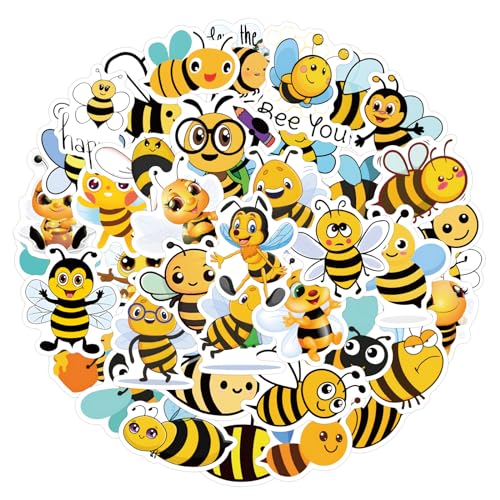 60PCS Cute Bee Stickers, Funny Bees Animal Stickers, Aesthetic Sticker for Water Bottles Laptop for Kids Teens Adults (Little Bee) - color: Little Bee