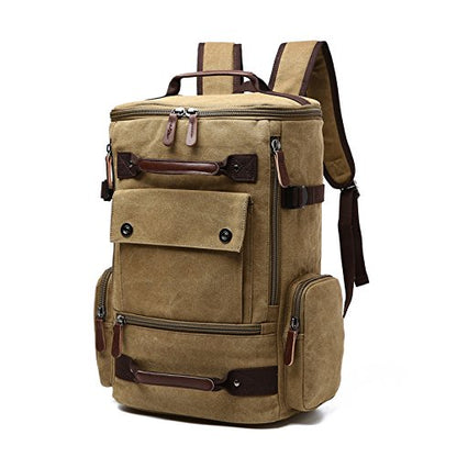 Laptop Backpack for Men 15.6-inch Travel - Satchel Purse Computer Case Laptop Bag Large Capacity Haking Weekender Fashion Canvas Khaki - color: Khaki-501