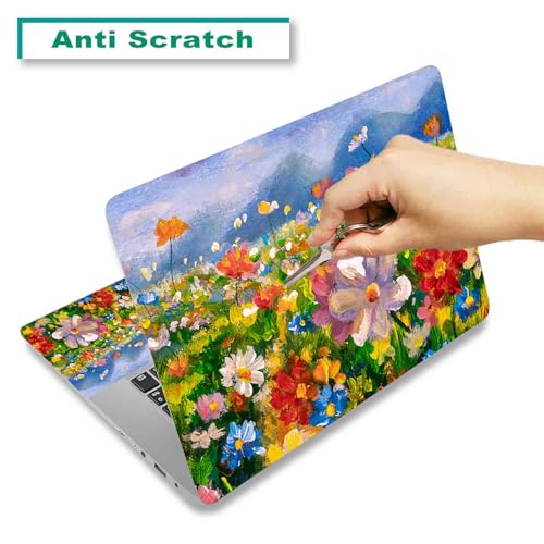 Laptop Decal Sticker Skin Cover, 11.6”12" 13" 13.3" 14" 15" 15.4" 15.6 inch Laptop Netbook Vinyl Skin Sticker Cover Art Notebook PC Reusable Protector (2 Wrist Pad Included), Colorful Flower - color: Colorful Flower