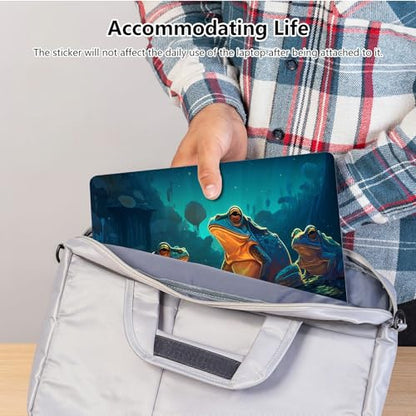 Universal Laptop Skin Sticker with 2 Wrist Pad Skins, Waterproof Scratch Resistant Vinyl Laptop Cover Decal, Cut to Fit for 11–15.6 Inch MacBook HP Dell Lenovo, Fantasy Green Frog - color: Fantasy Green Frog