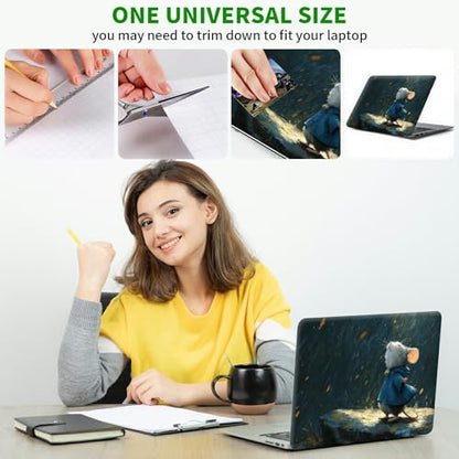 Laptop Skin Sticker Decal, Universal Protective Cover Fit 12 13 14 15.6 Inch Notebook, Reusable Water-Resistant Vinyl Decal w/ 2 Wrist Pads for Business Travel Office, Hamster Raindrops - color: Hamster Raindrops