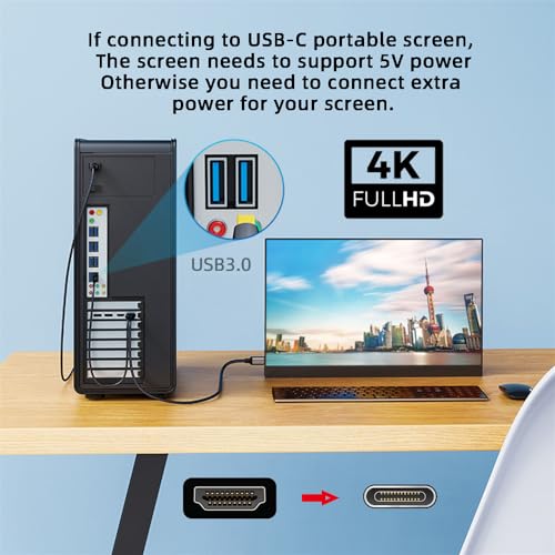 cablecc Reversible 4k@60hz HDMI 1.4 Source Male to USB 3.1 Type C USB-C Displays Male HDTV Cable for Laptop Monitor 1.8m - style: HDMI to USB-C