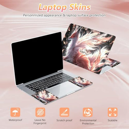 Laptop Skin Sticker Decal 12" 13" 13.3" 14" 15" 15.6",Waterproof Scratch Resistant Vinyl,Reusable Easy to Apply,for MacBook HP Dell Notebooks Netbooks Laptop,2 Wrist Pads,Cute Pink Fox - color: Cute Pink Fox