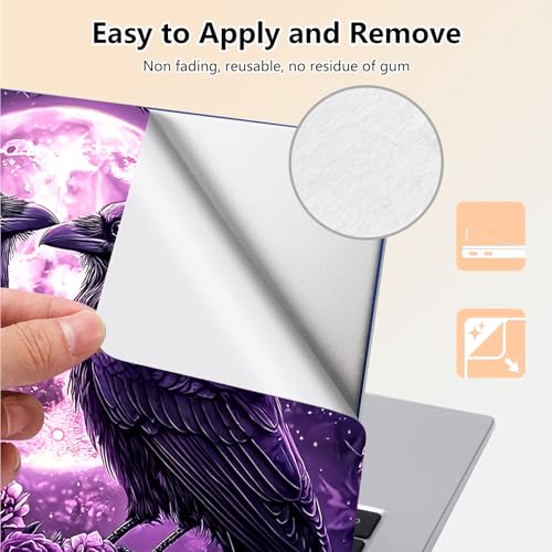 Laptop Skin Sticker Decal 15.6 Inch,12 13 13.3 14 15 15.6 in Laptop Netbook Skins for Notebook,Art Decal Removable Waterproof Scratch Resistant,Universal Vinyl Cover,Crow Moon Purple - color: Crow Moon Purple