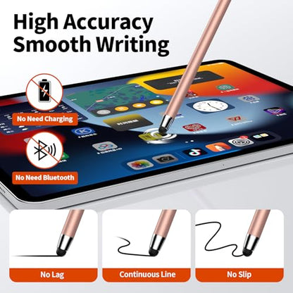 Stylus(10 PCS),Stylus Pen for Touchscreen,High Sensitivity & Precision | Universal Stylus,2-in-1 Rubber Tip,Touch Screens of iPhone/iPad/Android Tablets（Rose Gold & Black） - color: 5PCS Rose Gold & 5PCS Black