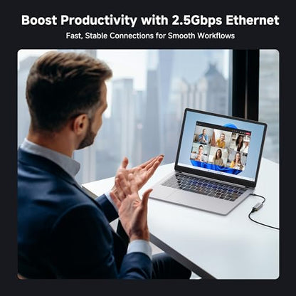 Cable Matters USB C to 2.5Gb Ethernet Adapter, 2.5 Gigabit Network Speed | 2.5 Gigabit Ethernet to USB C, Compatible with USB4, Thunderbolt 4/5, MacBook, Laptops, and USB-C Devices
