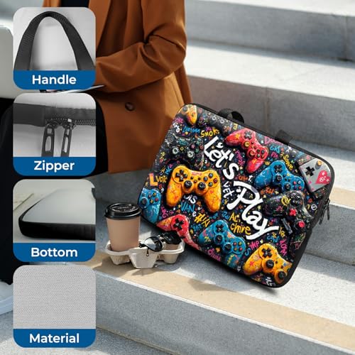 Laptop Sleeve with Handle 15.6 Inch, Waterproof Laptop Case Bag, Play Games Pattern Design Computer Sleeve Compatible with MacBook Air, Pro, HP, Dell, Lenovo, ASUS - color: Play Games, size: 15inch(15-15.6")