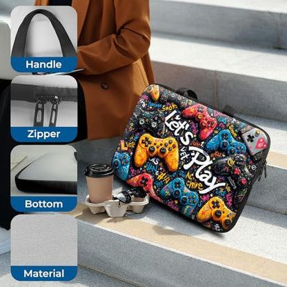 Laptop Sleeve with Handle 17 Inch, Waterproof Laptop Case Bag, Play Games Pattern Design Computer Sleeve Compatible with MacBook Air, Pro, HP, Dell, Lenovo, ASUS - color: Play Games, size: 17inch(16-17.3")