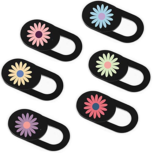 Webcam Cover Slide Ultra Thin Laptop Camera Privacy Daisy 6 Pack | 6 Pcs Cute Daisy, Ultra thin camera cover fit for Cell phone desktop tablet PC, front camera blocks webcam to protect privacy - color: 6 Daisy