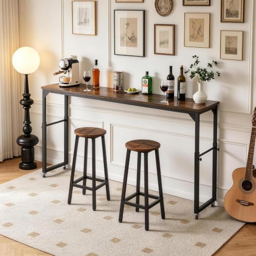 Aibiju Over Bed Desk with Wheels Adjustable Height, King Size Overbed Table, Overbed Laptop Desk, Rolling Table, Office, Rustic Brown YD-BT001H - color: Rustic Brown