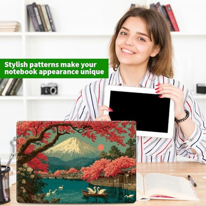 Laptop Skin Sticker Decal, Universal Protective Cover Fit 12 13 14 15.6 Inch Notebook, Reusable Water-Resistant Vinyl Decal w/ 2 Wrist Pads for Business Travel, Flowering Cherry Blossoms - color: Flowering Cherry Blossoms