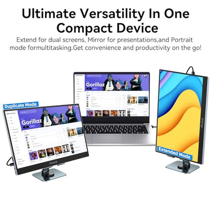 15.6 Inch Touchscreen Portable Monitor, FHD 1080P IPS Full Function USB-C Ultra Slim Travel Screen, Portable Display w/Speakers & VESA Mount for Laptop Mac PC Phone PS4 PS5 Switch - size: 15.6inch Touch