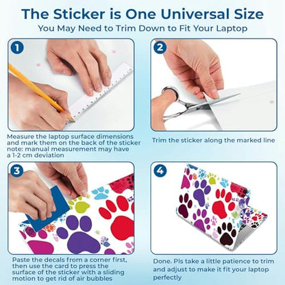 Reusable Universal Laptop Skin Sticker, Cut to Fit for 11.6–15.6 Inch Laptops, Waterproof Protective Film, No-Residue - Colorful Dog Paws - color: Colorful Dog Paws