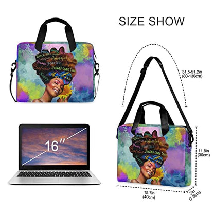 Laptop Bag 15.6 inch, Waterproof Laptop Case with Strap, Protective Laptop Carrying Case for Women&Men, Afro African American Woman - color: Afro African American Woman