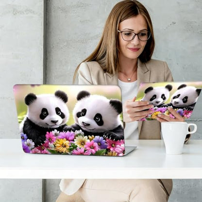 Laptop Skin Sticker Decal Cover,Two Cute Pandas | DIGTIALL Universal Laptop Skin Sticker, Waterproof Removable Notebook Decal Protector Cover for 12 13 14 15 Inch Laptops - color: Two Cute Pandas