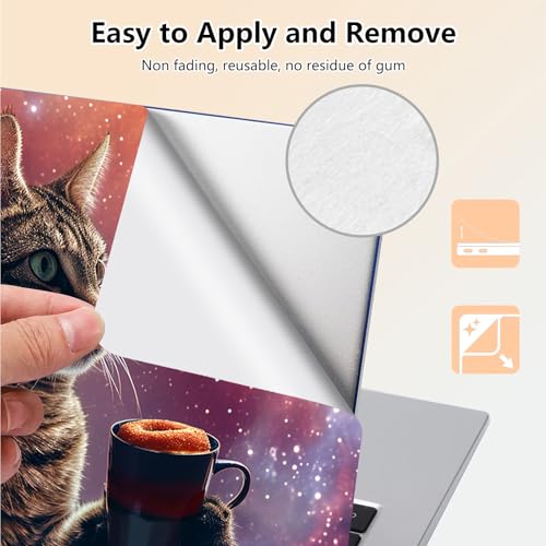 Laptop Skin Sticker Decal 15.6 Inch,12 13 13.3 14 15 15.6 in Laptop Netbook Skins for Notebook,Art Decal Removable Waterproof Scratch Resistant,Universal Vinyl Cover,Cat Coffee Galaxy - color: Cat Coffee Galaxy