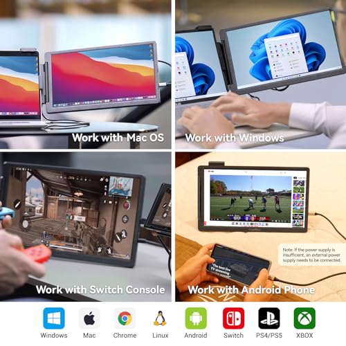 ELECROW Portable Monitor, 14 Inch FHD 1920 x 1080 External Monitor CrowView Laptop Screen Extender Compatible with Multiple Systems and Laptops 13''-16.5''