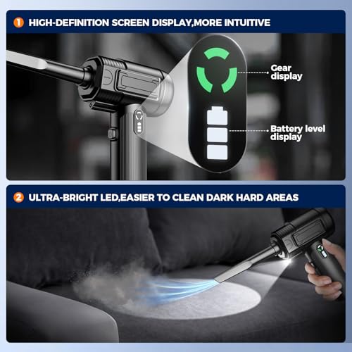 Rechargeable Electric Air Duster with Multiple Nozzle Attachments and Cleaning Brushes, USB Charging, for Keyboards and Electronics