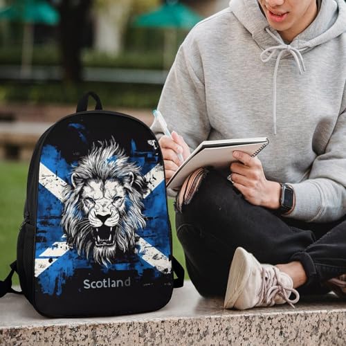 Scotland Scottish Lion 17 Inch Travel Backpack Deep Storage Laptop Shoulder Bags for Men Women