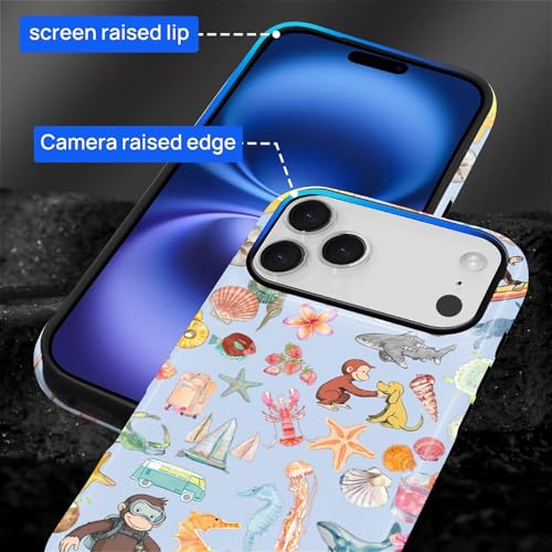 CARLOCA Case for iPhone 17 Pro,Monkey Summer Beach Shell Design Hybrid Dual Protection Soft TPU Hard PC Shockproof Anti Scratch Men & Women Stylish Protective Phone Case - color: Monkey Summer Beach Shell, size: iPhone 17 Pro