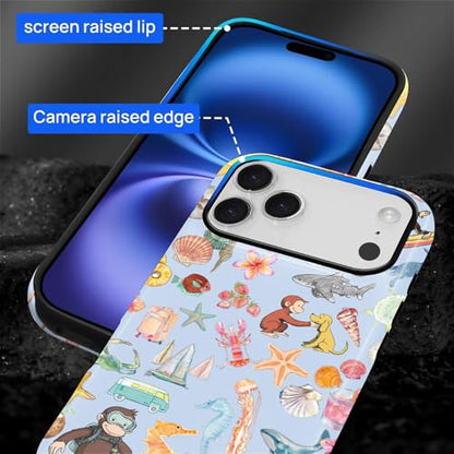 CARLOCA Case for iPhone 17 Pro,Monkey Summer Beach Shell Design Hybrid Dual Protection Soft TPU Hard PC Shockproof Anti Scratch Men & Women Stylish Protective Phone Case - color: Monkey Summer Beach Shell, size: iPhone 17 Pro