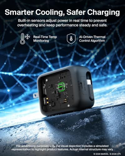 Belkin Marvel Spider-Man 67W USB C Retractable Charger Block Fast Charging | 3.3ft Retractable Cable, USB C Port, iPhone 17, Galaxy S26, AirPods, iPads, MacBook, Travel Charger, Charge Up to 2 Devices - color: Spider Man, style: 67W