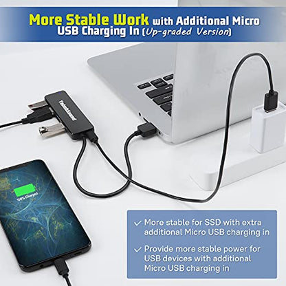 4-Port USB Hub and USB C to 3.5mm Digital Headphone Adapter