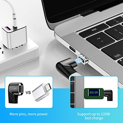 USB C Magnetic Adapter,(2 Pack) Magnetic USB C Adapter,PD 120W Fast Charge,480Mbps Transfer Speed,Compatible with MacBook,USB C Device - size: USB 2.0, style: Elbow-2 Pack